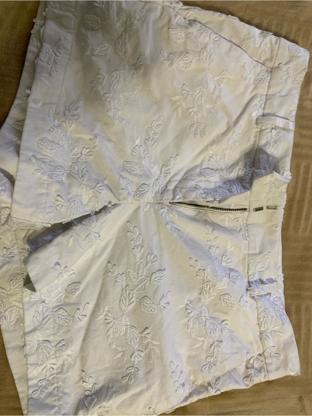 LOFT White Floral Embroidered Bermuda Shorts